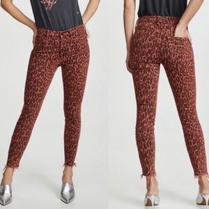 MOTHER 28 High Waist Looker Fray Animal Print 0055 orange black attraction